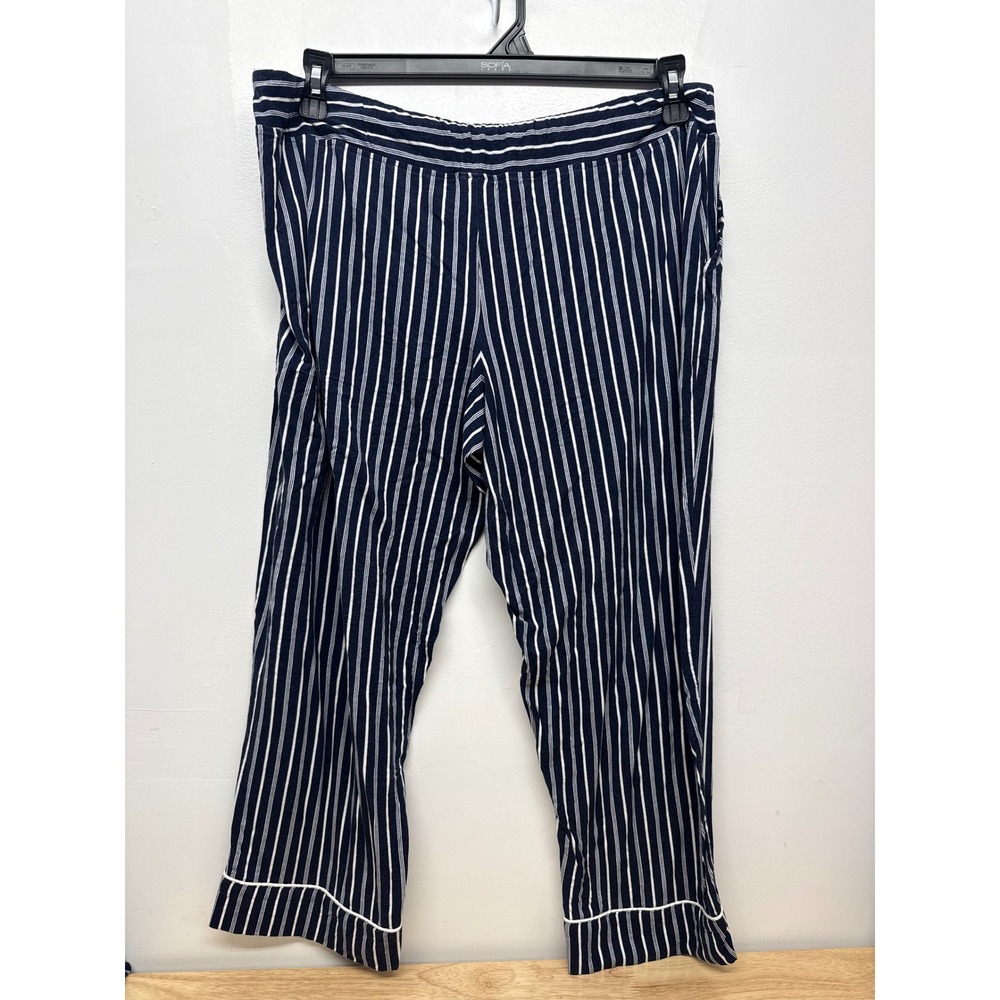 Soma Pajama Set Womens XL Navy White Striped Button Top & Pants Loungewear #49 - Picture 5 of 9